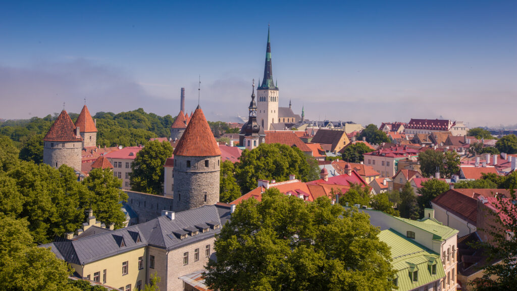 Toompea view over Tallinn Old Town and its medieval towers