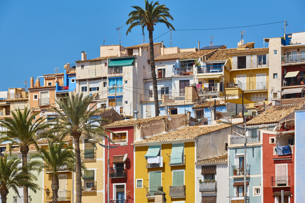 Colourful houses in Villajoyosa Old Town
