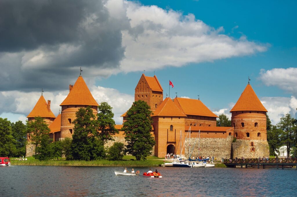 Trakai Island Castle and lake landscape in Lithuania