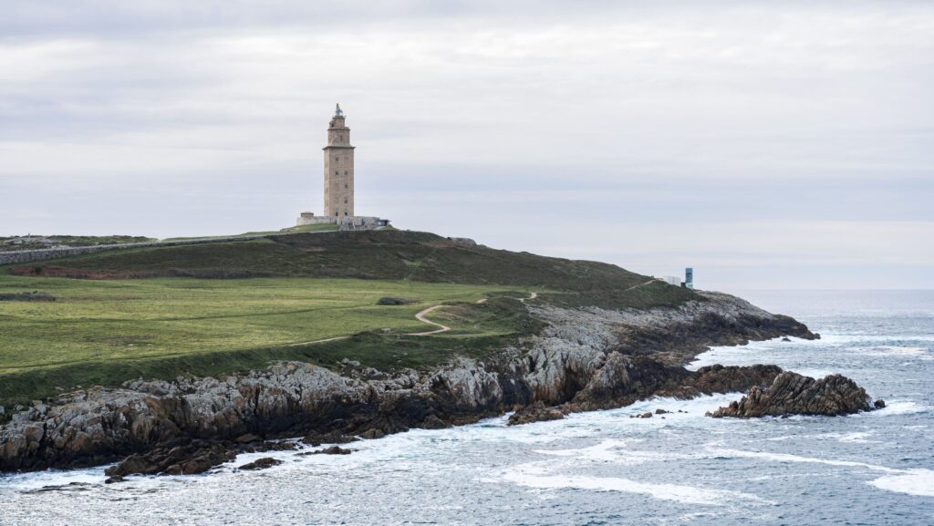 Atlantic coast and green landscape of northern Spain between Cantabria and Galicia