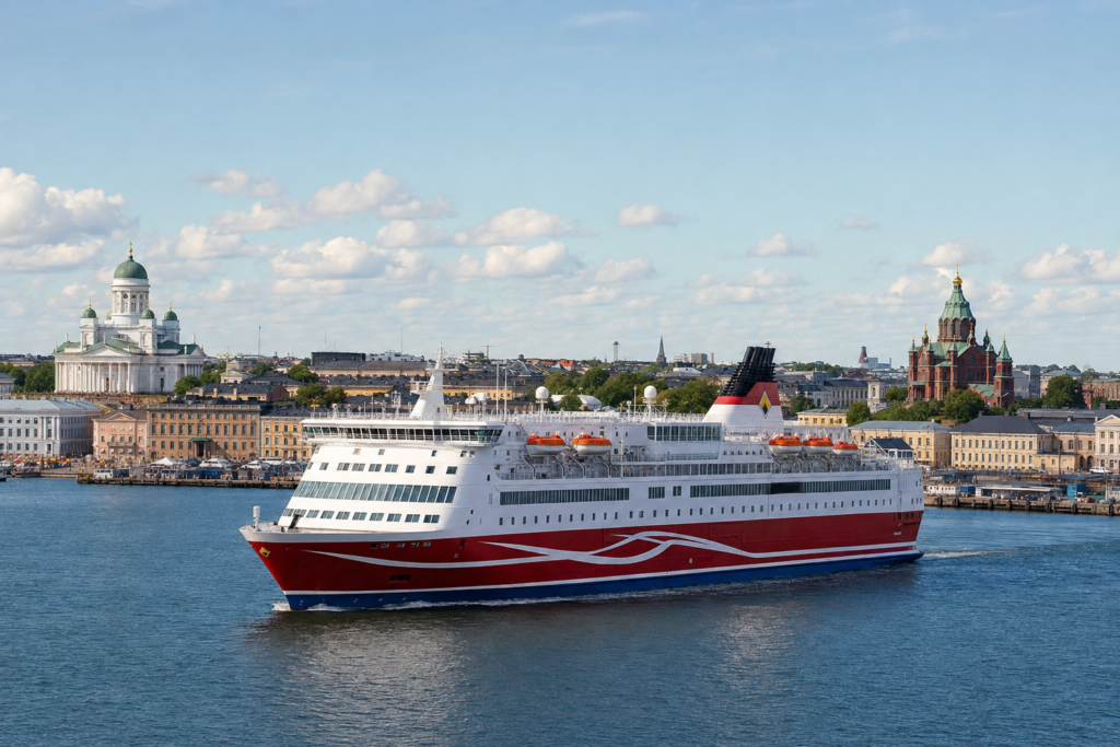 Passenger ferry arriving in Helsinki harbour on a day trip from Tallinn