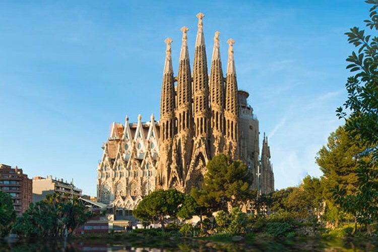 Barcelona and the Sagrada Família on a Mediterranean journey.